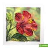 Hibiscus Flower, Quilling Art Greeting Card For Birthday, Valentine'S Day, Mother'S Day, Anniversary, Thank You, Get Well, 6" X 6"
