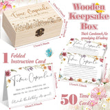 Time Capsule Box 1St Birthday Time Capsule First Birthday Party Games, 1St Activities For Guests, Advice And Wishes Cards Gift Keepsake For Party Supplies(Wildflower)