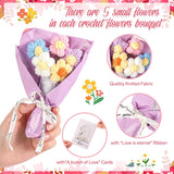 10 Sets Crochet Flowers Bouquet For Mom Grandma Lady Women Handmade Knitted Artificial Flowers With Sunflower A Bunch Of Love Cards In Gift Bags Favors