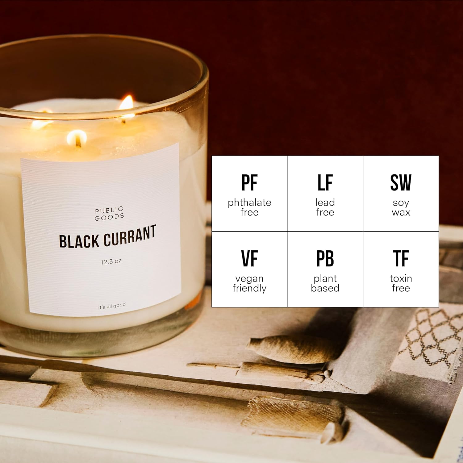 Scented Soy Candle For Women & Men | Large 3 Wick Glass Candle | Long Lasting & Non Toxic | Made With Natural Soy Wax & Organic Essential Oils | Gift Box | 12.3Oz Jar | Black Currant