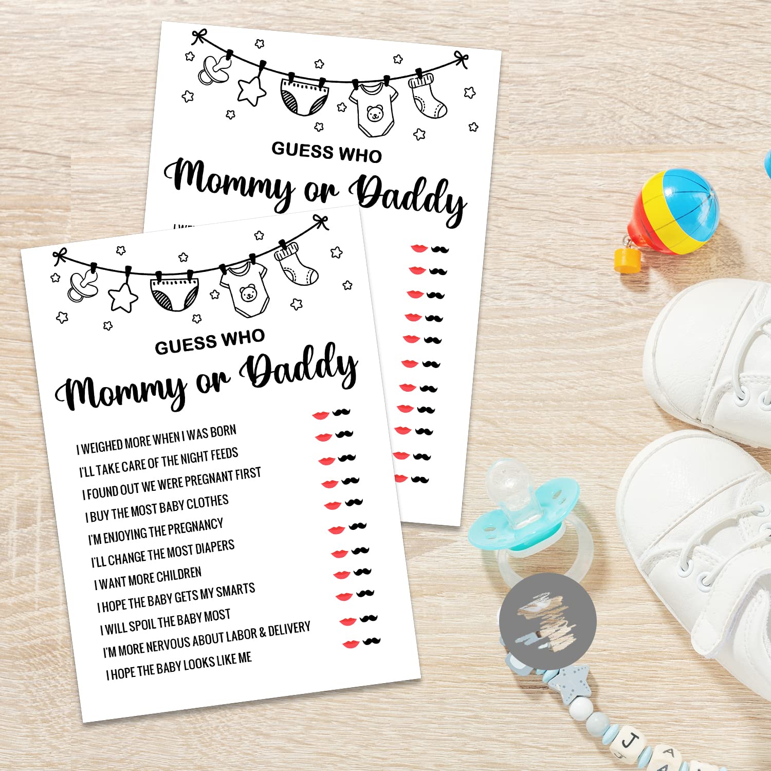 Guess Who Mommy Or Daddy Baby Shower Game, Gender Reveal Party Supplies, Baby Shower Decorations, Baby Shower Party Games Supplies & Activities, 30 Game Cards Included