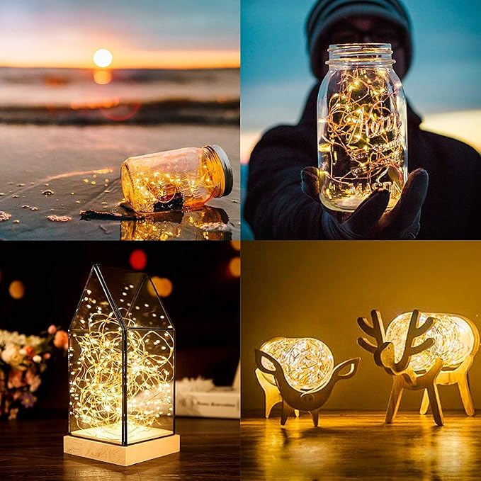 10FT Battery Operated Fairy String Lights 30 LED Warm White Firefly Lights for Wedding Party Home Garden Decor