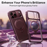 Glossy Burgundy iPhone 18 Pro Case with 360 Spin Magnetic Stand