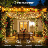 4 Pack 132FT Solar String Lights 400 LED Warm White Waterproof Twinkle Lights