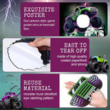 Monster Truck Birthday Games Pin The Wheel On The Monster Truck Green And Purple Trucks Poster With Stickers Blindfolds For Birthday Decorations Cars Party Games Activities Supplies