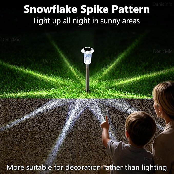 10 Pack Solar Outdoor Stake Lights Stainless Steel 6000K Cold White Waterproof