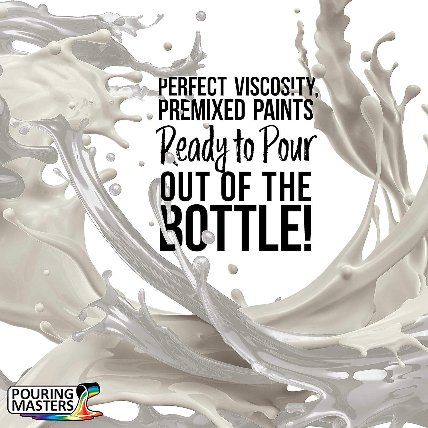 Pouring Masters Graystone Ready To Pour Acrylic Pouring Paint - Premium 8-Ounce Pre-Mixed Fluid Acrylic Paint - Fluid Art Supplies For Canvas, Wood, Paper, Tile & Rocks
