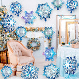 Snowflake Balloons, 24 Pcs Snowflake Shaped Foil Balloon, Large Frozen Snowflake Mylar Balloons For Birthday Christmas New Year Winter Wonderland Themed Party Decoration Supplies