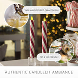 - Flameless Battery Operated Taper Candle - Candy Cane Red- Pack Of 2-1X9.75 - Led Flickering Flame - Realistic Safe For Home Kids And Pets