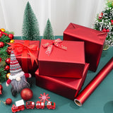 Metallic Red Wrapping Paper Roll With Cut Lines - Solid Red Holiday Gift Wrap For Graduation, Christmas, Birthdays, Baby Shower, Wedding - 17.5 In X 33 Ft (48 Sq. Ft), Easy To Cut