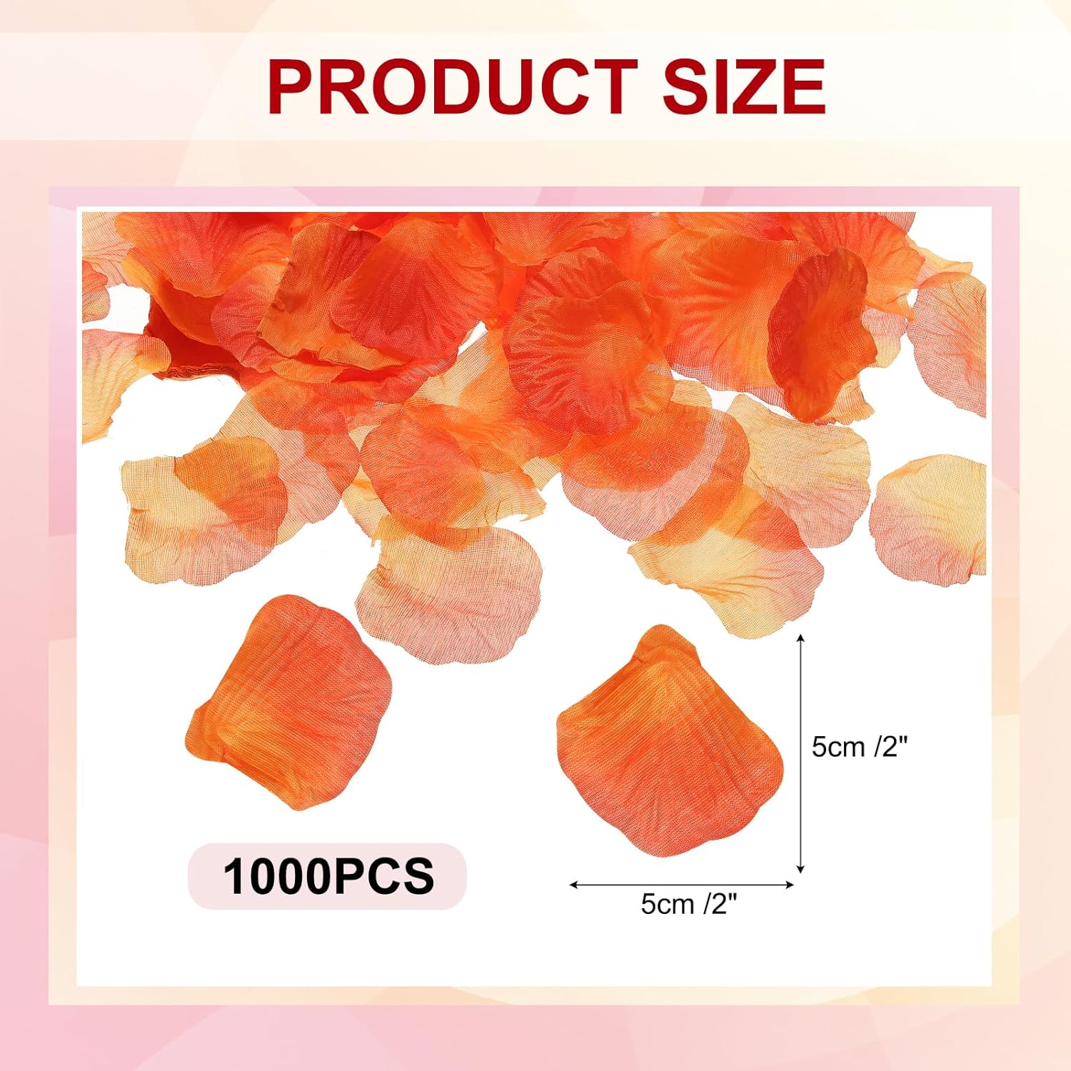 Artificial Rose Petals, 1000Pcs Fake Flowers Silk Petal Decoration Supplies For Romantic Night Wedding Party Event Decor, Gradient Orange