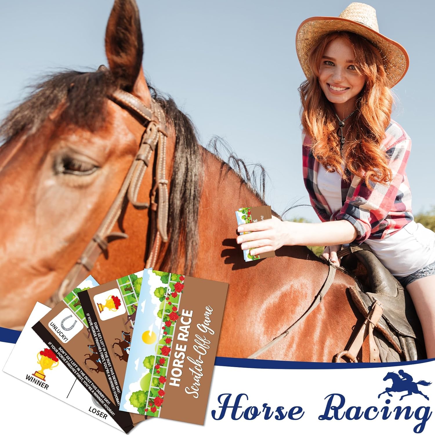 60Pcs Kentucky Horse Derby Party Supplies Game - Horse Racing Scratch - Off Cards, Horse Game Supplies, Birthday Party Games, Bachelor Party Games