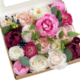 Marsala & Cream Artificial Flowers Peony Flowers Combo For Diy Wedding Bouquets Centerpieces Arrangements Party Baby Shower Home Decorations