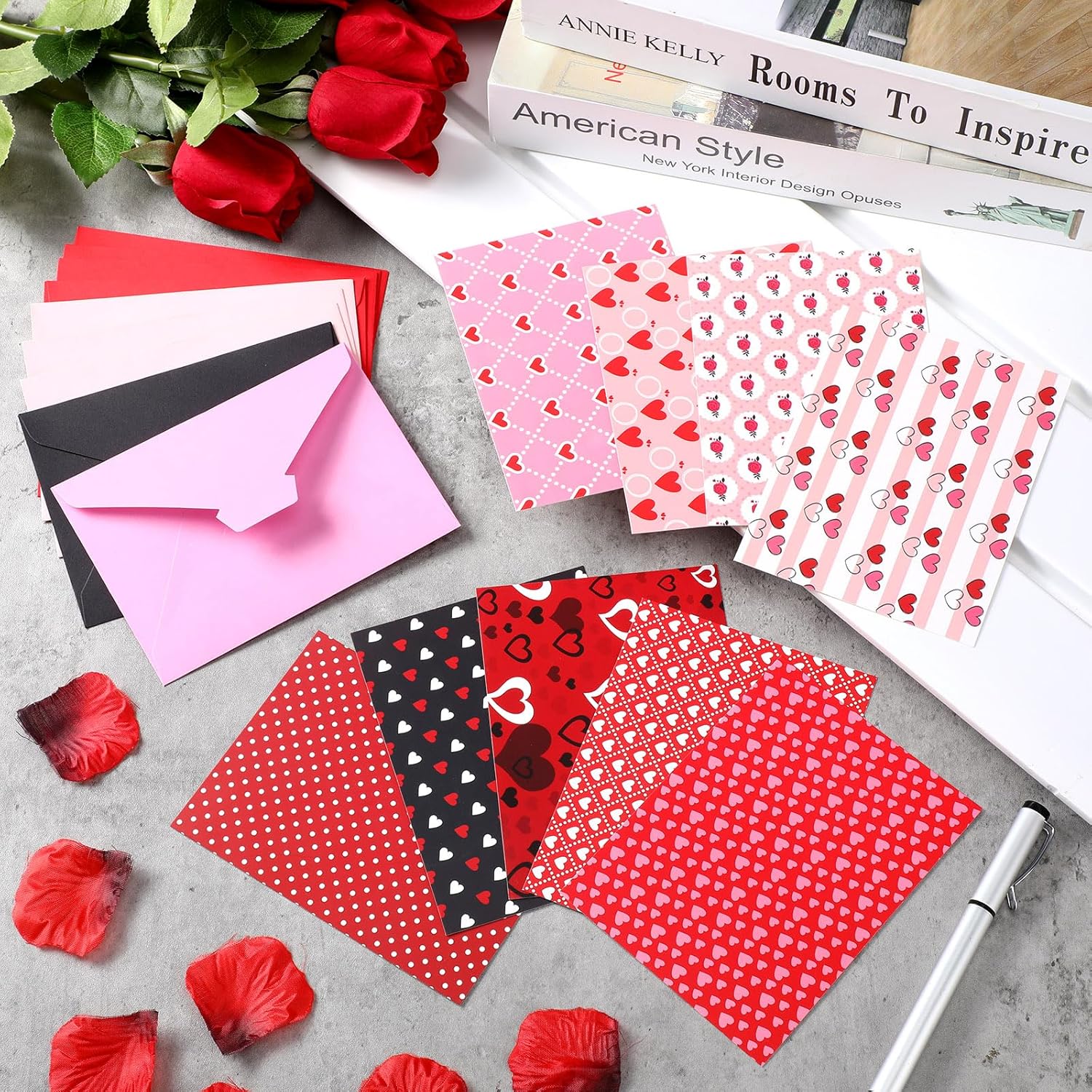 63 Sets Valentine Cards With Envelopes Bulk Colorful Heart Day 3.9 X 5.3 Inch Valentines Day Gift Heartfelt Greeting Cards With 9 Designs