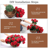 2 Set Artificial Red Geraniums Flowers For Outdoors With Hanging Baskets, 2 Hanging Planters With 12 Pcs Red Geranium Flowers For Christmas Front Porch Garden Patio Home Decor (2, Red)