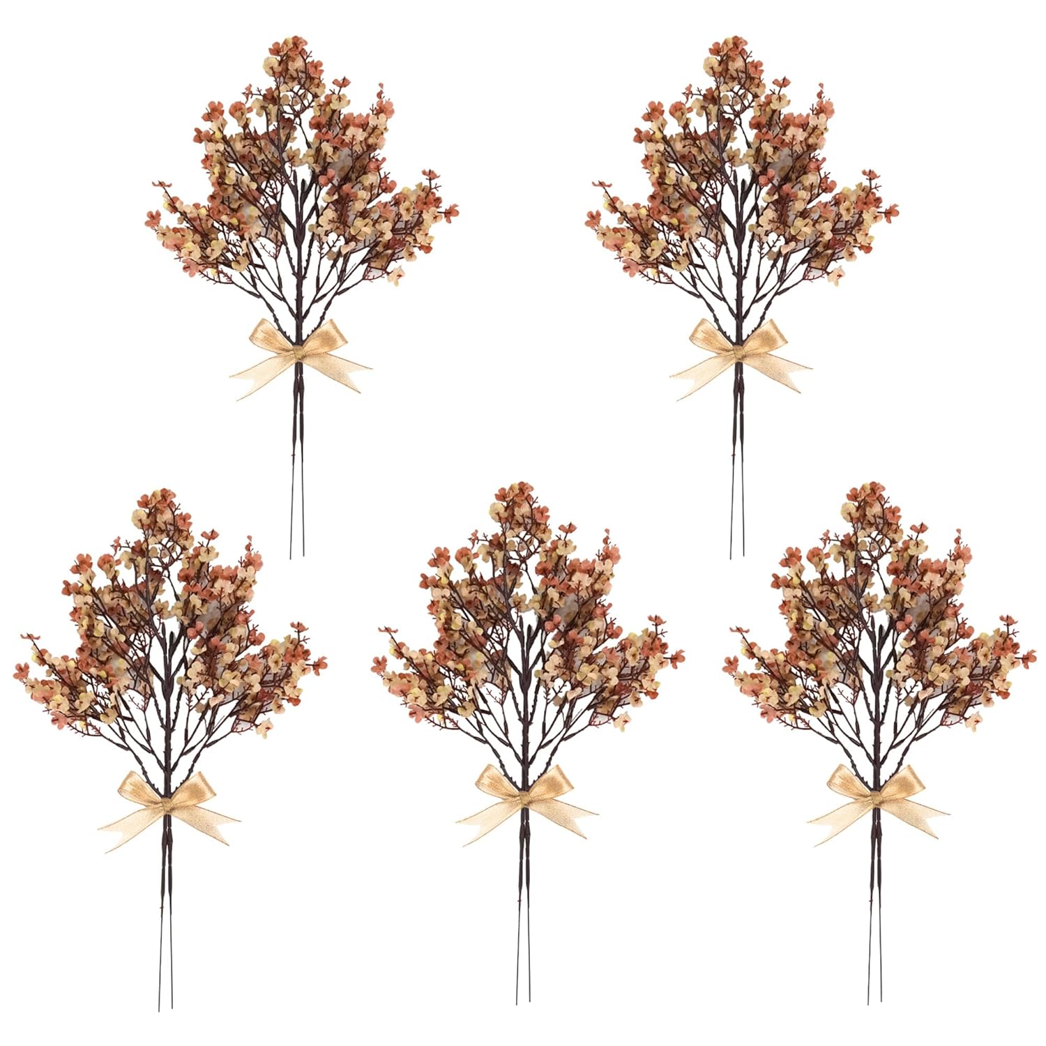 10 Pcs Babys Breath Artificial Flowers Bulk Real Touch Flowers Fake Flowers Silk Flowers For Home Decor Indoor Floral Arrangement Table Centerpieces Festival Party Decor (Beige Brown)