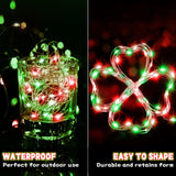 6 Pack Red And Green Fairy Lights Battery Operated, 7 Ft 20 Led Red Green Christmas String Lights, Waterproof Copper Wir