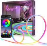 50FT RGB LED Neon Rope Lights App & Remote Control Music Sync IP67 Waterproof Strip Lights