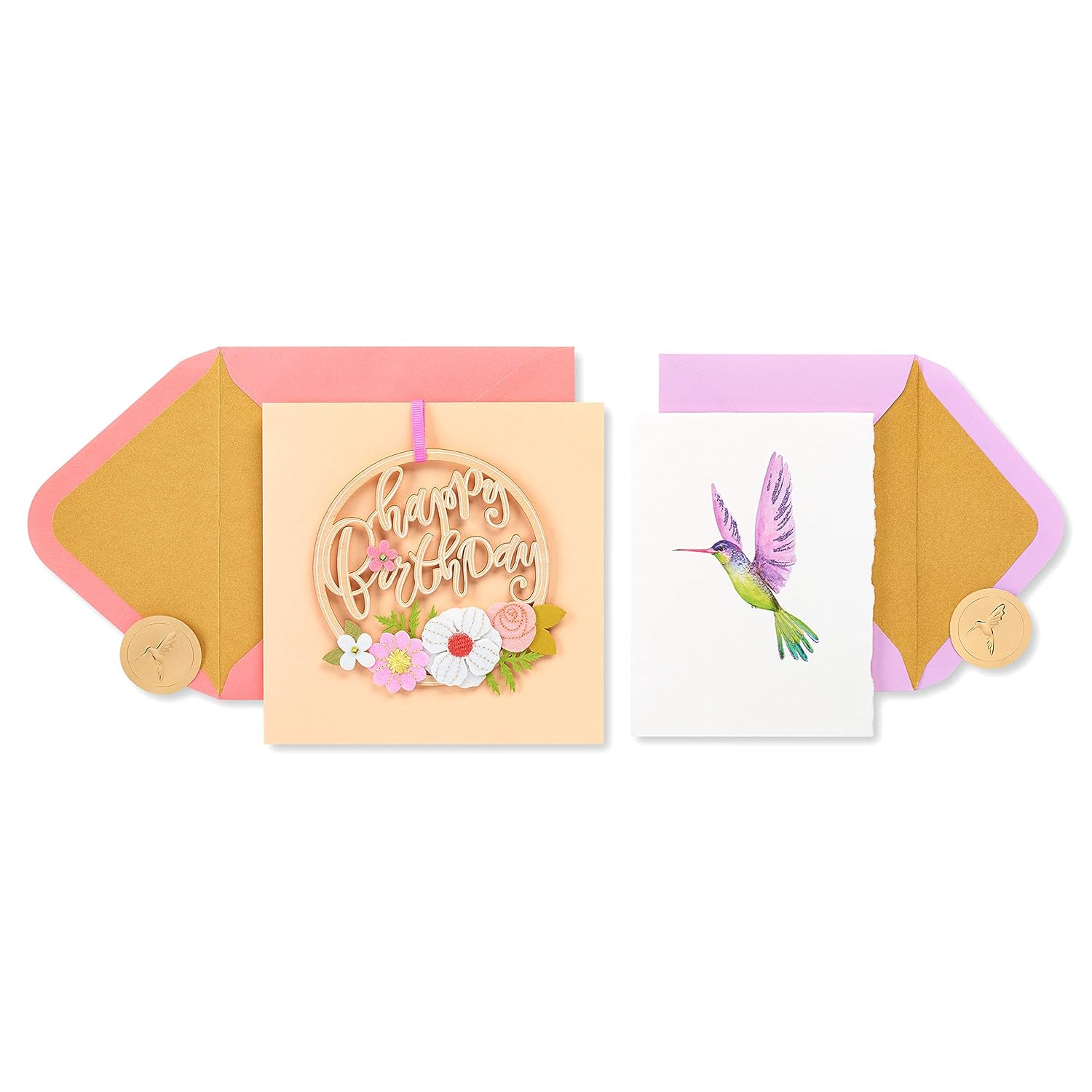 Birthday Cards, Flowers And Hummingbird (2-Count)