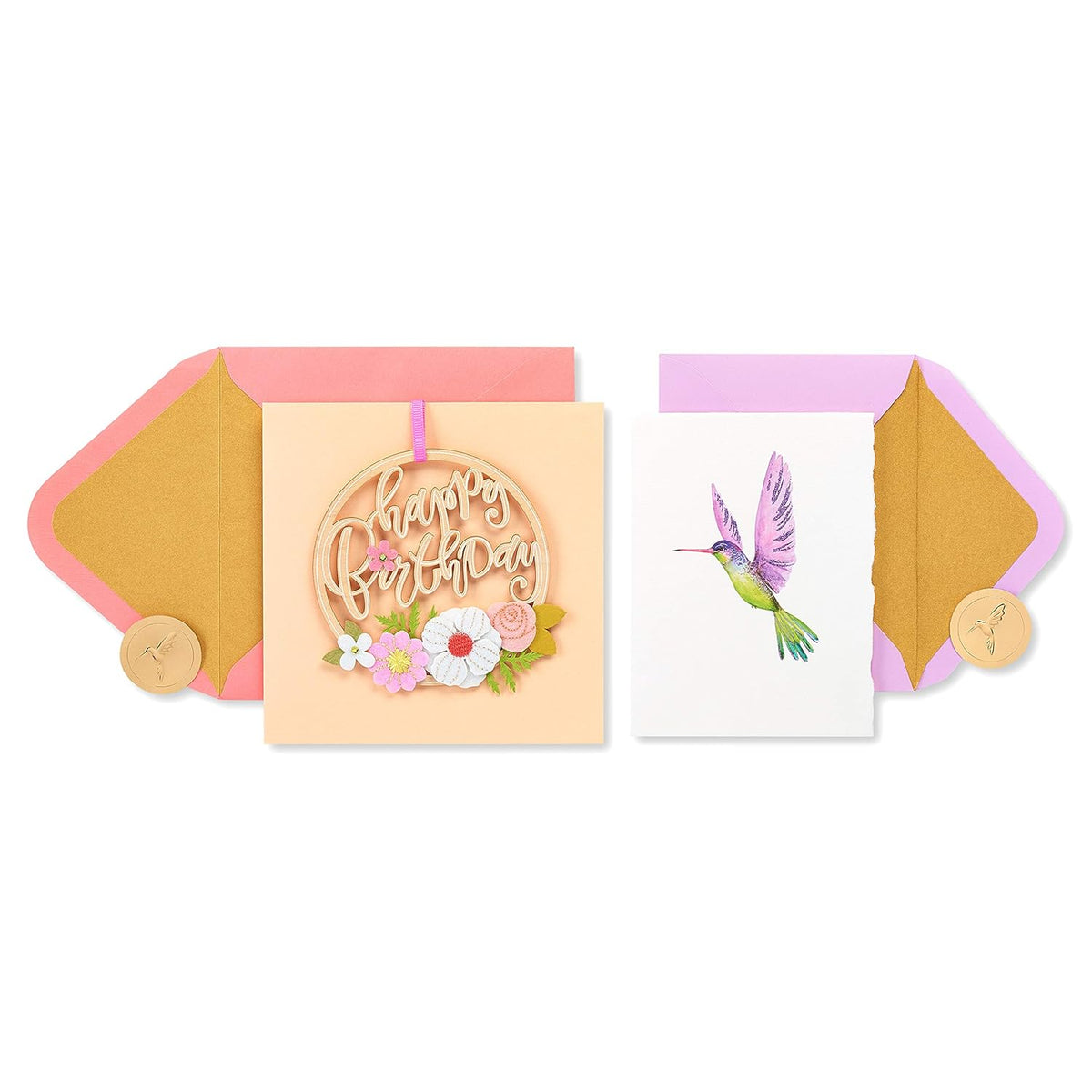 Birthday Cards, Flowers And Hummingbird (2-Count)