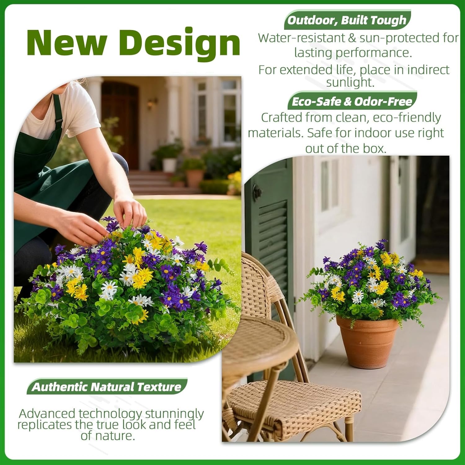 20” Artificial Daisy Topiary Outdoor Plant, Uv Resistant Faux Daisy Flowers, Outdoor Plants For Porch Decorations, Garden, Patio, Yard & Front Door Planters