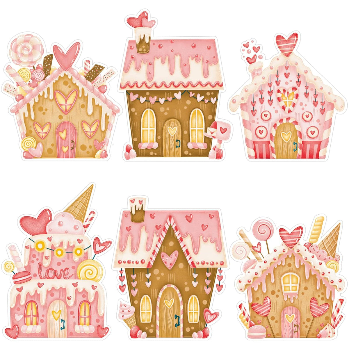36Pcs Valentines Day Cards Gingerbread House Greeting Cards For Her Him With Red Envelopes And Stickers For Valentine'S Day