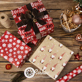 Christmas Wrapping Paper Red White Gift Wrap 3 Rolls Snowflakes Gnomes Hoho Printed Assortment - Mini Roll 17 Inch X 120 Inch(10Feet) Per Roll