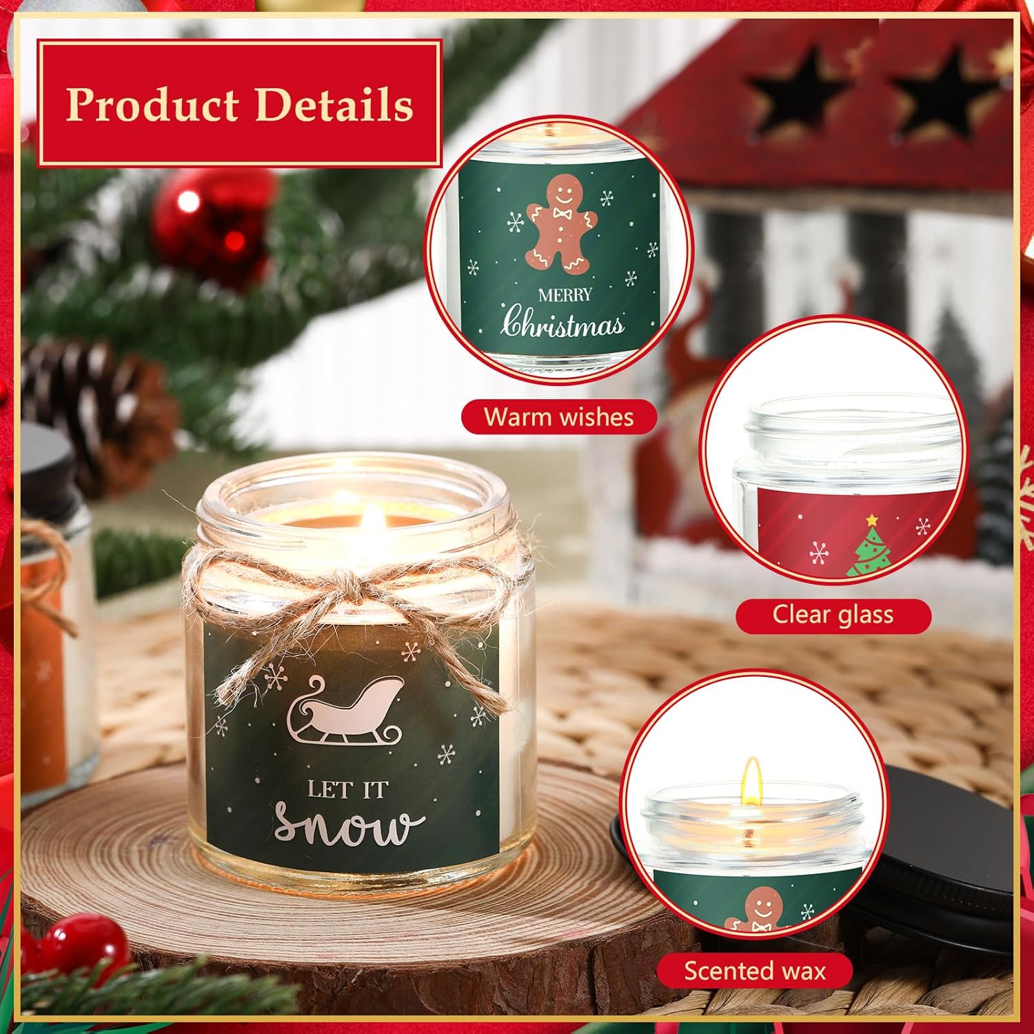 6 Pcs Christmas Candles Gifts Bulk Scented Candle Jars For Coworkers Women Aromatherapy Candles For Home Xmas Birthday Gifts Yoga(Bright Style)