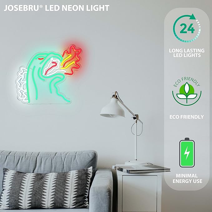King of the Monster Neon Sign Dimmable LED Dinosaur Wall Light for Gaming Room Boys Decor