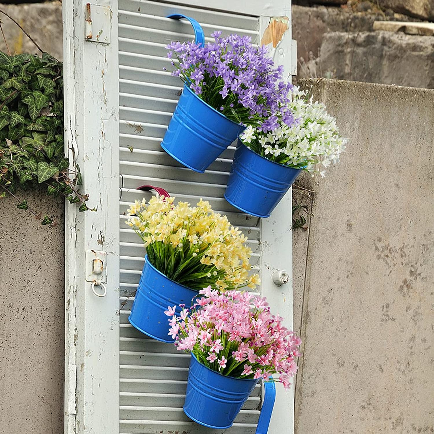 8 Bundles Artificial Flowers Fake Daffodils Flowers Uv Resistant No Fade Faux Greenery Faux Plastic Lotus For Wedding Garden Hanging Planter Indoor Porch Patio Office Home Decoration(Pink)