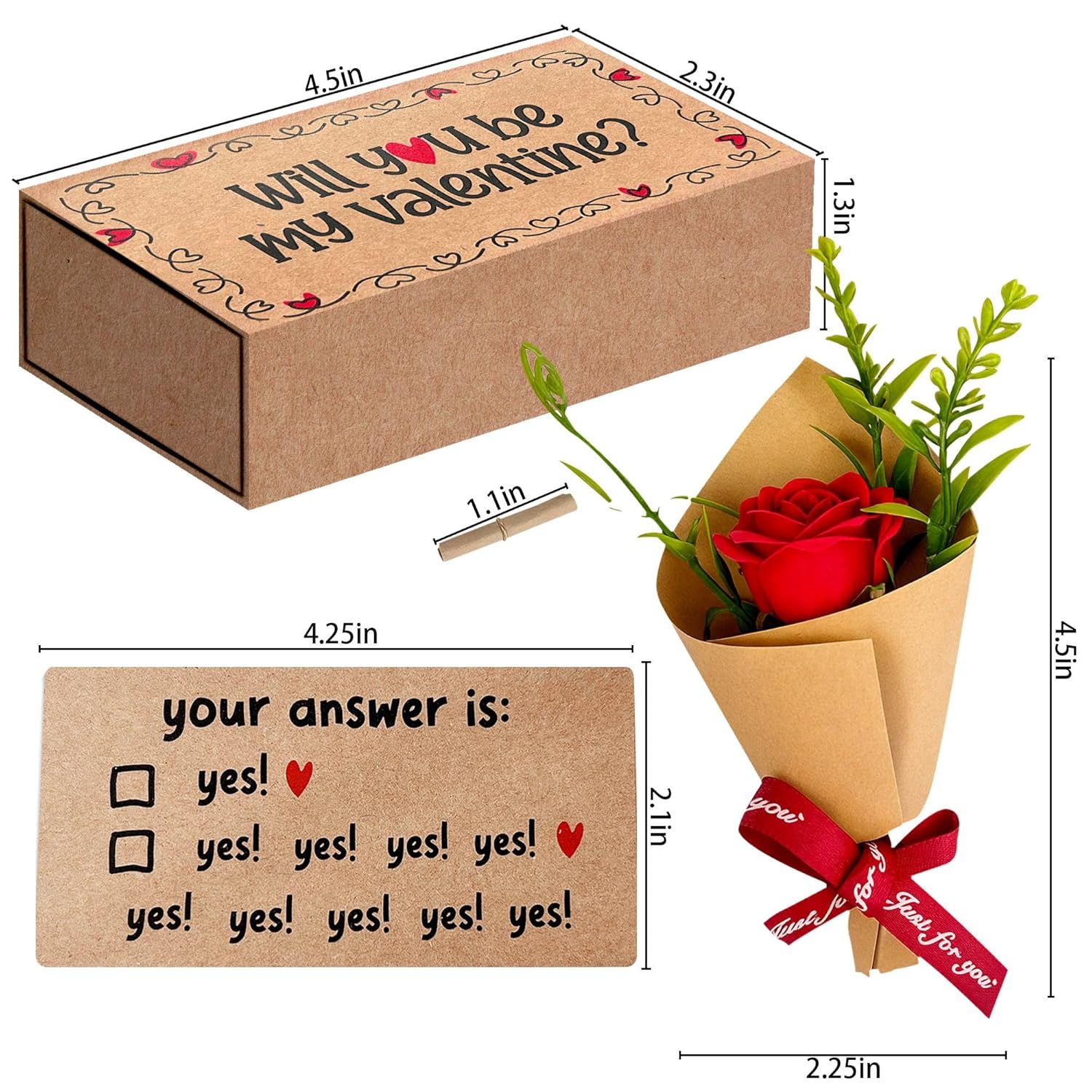Will You Be My Valentine Card – Handmade Cute Love Card Matchbox With Mini Rose, Surprise Gift, I Love You Box, Valentines Day Gift For Her, Him, Wife, Husband, Or Girlfriend, Boyfriend, Couples