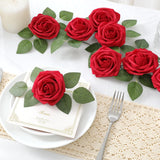 60Pcs Artificial Roses Flowers With Stem And 10Pcs Green Leaves Real Looking Fake Roses Artificial Foam Roses Decoration Diy For Wedding,Arrangements Party Home Decorations
