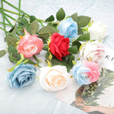 15Pcs Fake Roses, Roses Artificial Flowers Artificial Roses Silk Roses With Long Stems Real Look Real Touch Bouquet For Home Decor Table Decorations Wedding, Gradient Blue Pink