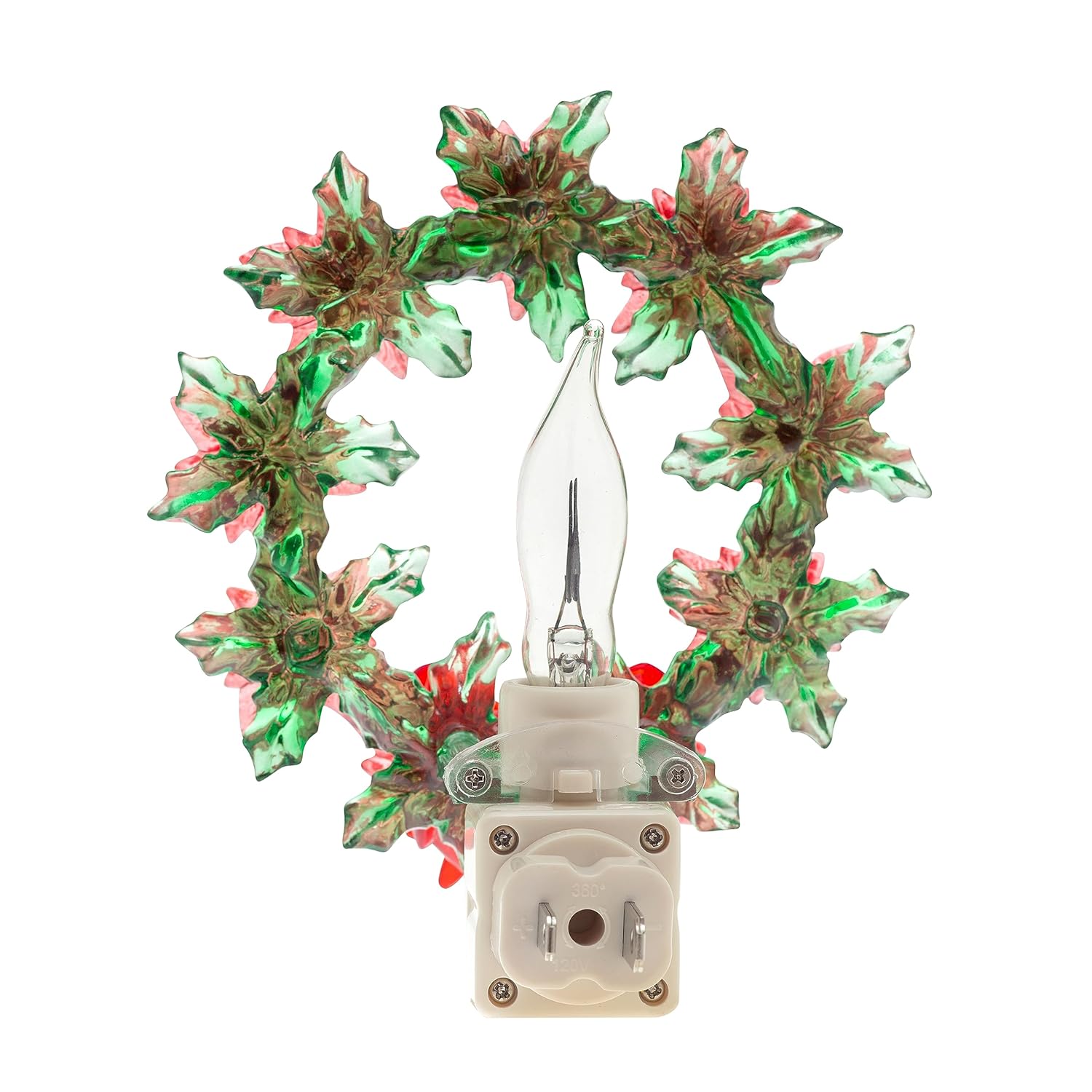 Holiday Wreath Night Light - Includes Rotational Socket With On/Off Switch