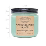 Cactus Flower & Jade Large Scented Soy Candle - Forever Spring Fragrance - Sweet Clean Floral Candle Gift For Women