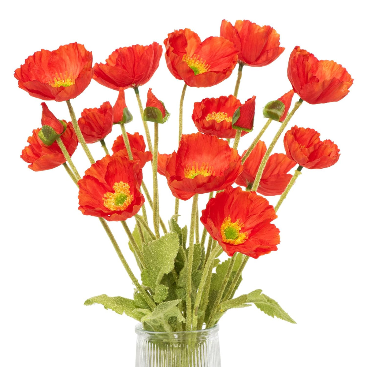 Artificial Poppies, Red Silk Poppies Artificial Flowers - 15X Blooming California Poppy Flower Artificial Plus 5X Buds For Home Decoration, Rdrd5
