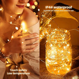 10FT 200 LED Plug In Fairy Lights Warm White Cluster String Lights with Remote Timer 8 Modes Gold Wire for Bedroom Wedding Christmas Decor