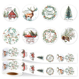 Christmas Stickers, 1000 Pcs Merry Christmas Sticker Roll, Round Self Adhesive Seals Label Sticker Decals For Xmas Holiday Seals Cards Gift Envelopes Crafts Present Box Decoration (8 Designs, 1 Inch)