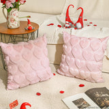 Valentine'S Day Love Heart Pink Throw Pillow Covers Set Of 2, 18 X 18 Inch Anniversary Wedding Home Decor Soft Plush Faux Fur Jacquard Cushion Case For Sofa Couch