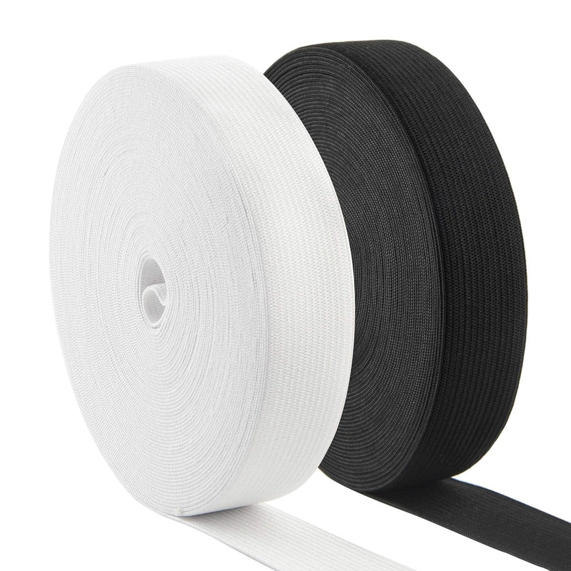 22 Yards 1 Inch High Elastic Spool Knit Elastic Bands For Sewing, 2 Ro
