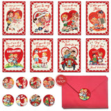 24 Pack Vintage Valentine'S Day Cards Kit With 8 Designs Retro Cute Style Kids Blank Greeting Note Cards Stickers And Red Envelopes For Valentine'S Gifts Exchange School Classroom Prize
