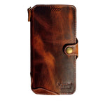 Pixel 9 Pro XL Case, Genuine Leather Wallet Cover, Handmade, Dark Brown