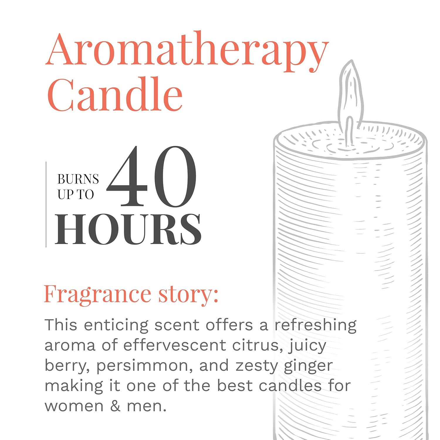 Scented Sunlit Mandarin Berry Fragrance, One 10Oz. 3-Wick Aromatherapy Candle With 20-40 Hours Of Burn Time, Orange Color, 10 Oz. Jar