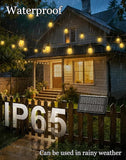 50FT Solar Powered Outdoor String Lights Waterproof LED Fairy Lights with Edison S14 Bulbs