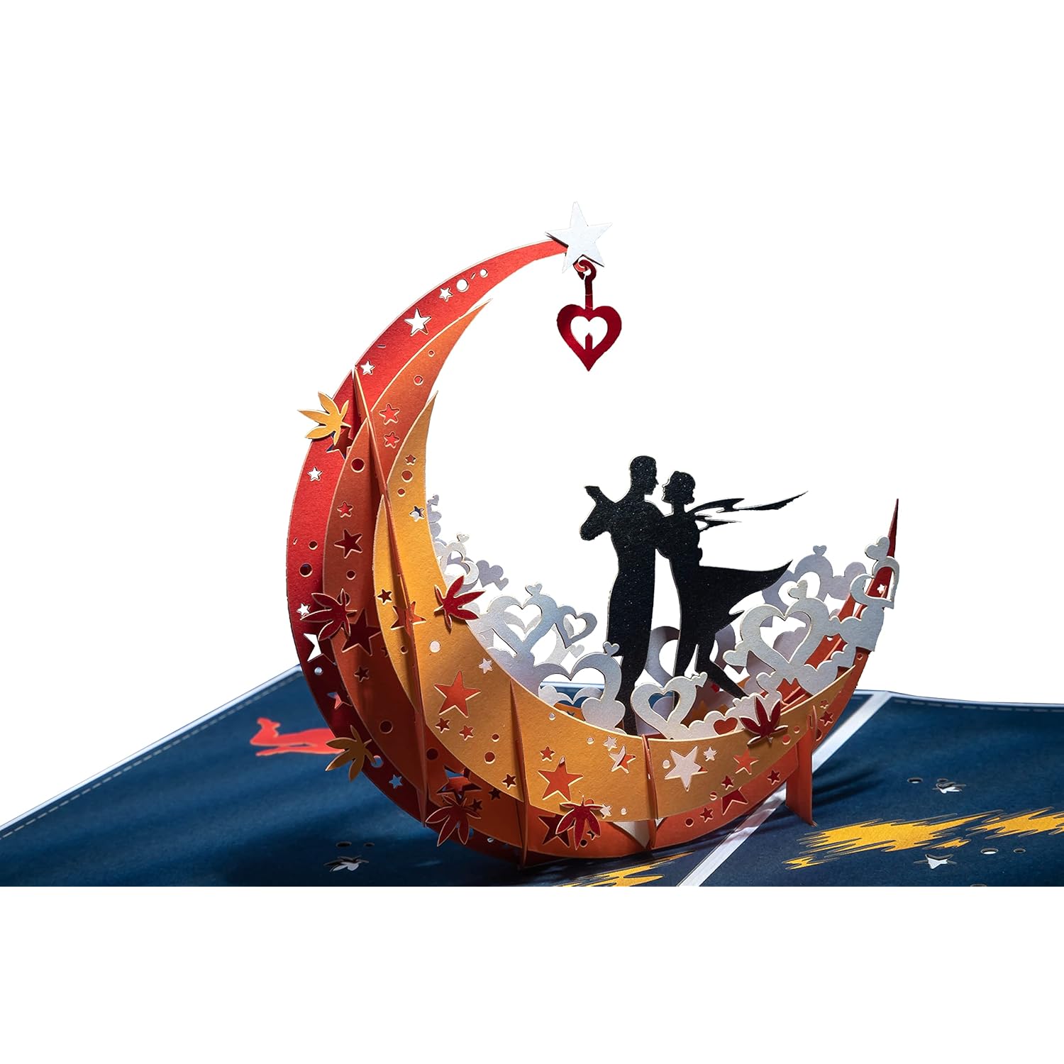 Anniversary Card For Couple, 3D Pop Up Birthday Cards Lovers On Moon Boat For Husband Wife, Romantic Gift Card With Hidden Notepaper And Envelope