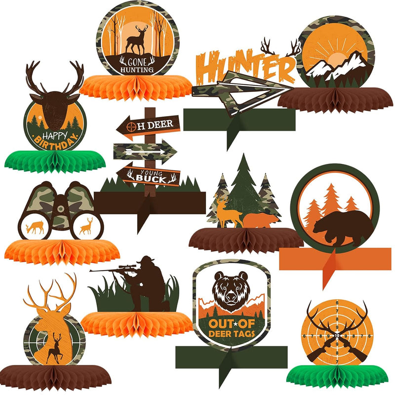 12 Pieces Hunting Birthday Decorations Hunting Table Centerpieces Camo