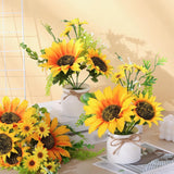 12 Pcs Artificial Sunflower Potted Plants Rustic Silk Sunflowers For Kitchen Spring Centerpieces For Tables Yellow Fake Flower With Plastic Pot For Summer Bathroom Wedding Office (White)