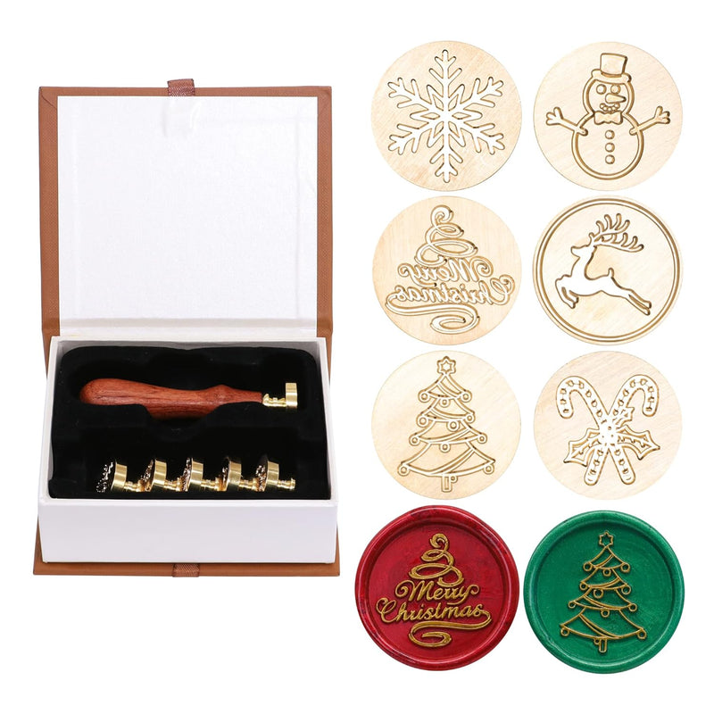 6 Pieces Christmas Wax Seal Stamp Kit, Retro Sealing Wax Stamp With Gift Box F