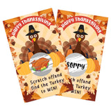 Thanksgiving Scratch Off Cards, 50 Pcs Turkey Scratch Off Tickets, Fall Harvest Party Game Cards For Adults Family Groups Supplies Classroom Activities - A02
