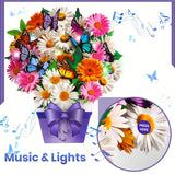 Mothers Day Card, Butterfly Card With Music And Light, Flower Bouquet Card, Mothers Day Gift For Mom, Women, Wife, Sister (Daisy And Butterfly)